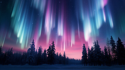 Aurora Northern light pink and blue phenomenon fantasy galaxy cosmos