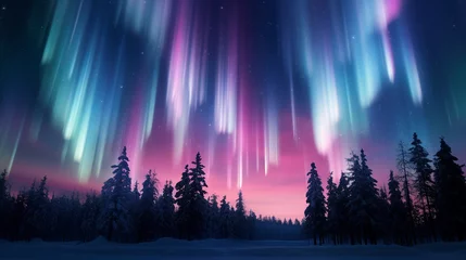 Foto auf Acrylglas Nordlichter Aurora Northern light pink and blue phenomenon fantasy galaxy cosmos
