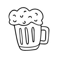 Hand drawn vector illustration of a glass of beer