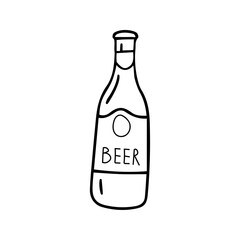 Hand drawn vector illustration of beer bottle.