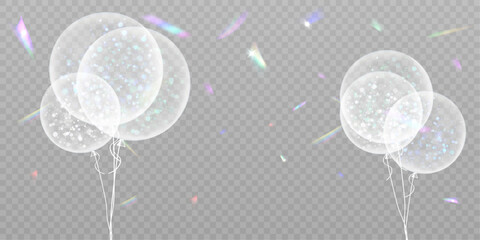 White translucent balloons. For holiday design. Vector