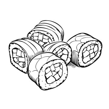 Sushi Rolls Japan Coloring Pages Png Animals