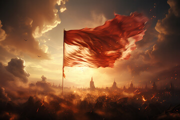 Indonesia independence day, indonesian flag fluttering with passion