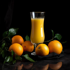 orange juice with oranges made with generative AI
