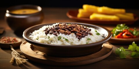  Savor the Flavors of Brazil - A Classic Combination of Rice and Beans - A Symbol of Brazilian Culinary Heritage - Embark on a Tasty Journey   Generative AI Digital Illustration