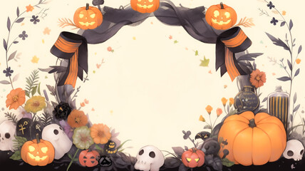 Creative background design inspiration for a Halloween themed party invitation. Copy space for your own text. Created with Generative AI. 