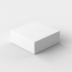 A small plain white cardboard box packaging for mockup. Minimalistic white background.