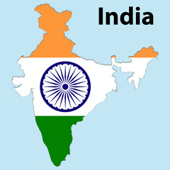 India map with flag vector illustration