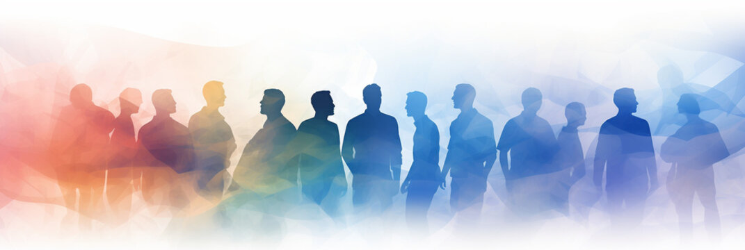 Group of silhouettes of men in different colors, Ai Generation