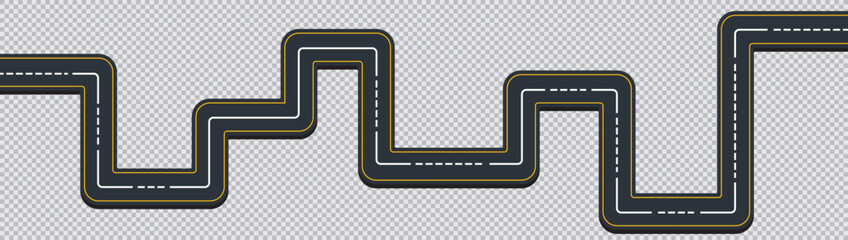 Road. Winding road isolated on transparent background.