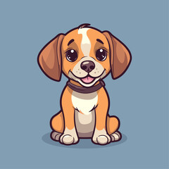 Fototapeta na wymiar Cute Cartoon Hound - Playful Canine Character. Vector Illustration for Children and Baby. Flat Clipart of a Lovable Hunting Dog