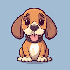 Cute Cartoon Hound - Playful Canine Character. Vector Illustration for Children and Baby. Flat Clipart of a Lovable Hunting Dog