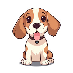 Cute Cartoon Hound - Playful Canine Character. Vector Illustration for Children and Baby. Flat Clipart of a Lovable Hunting Dog