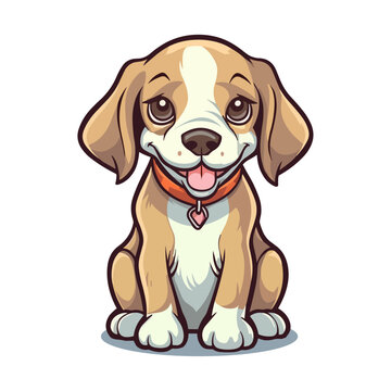 Cute Cartoon Hound - Playful Canine Character. Vector Illustration for Children and Baby. Flat Clipart of a Lovable Hunting Dog