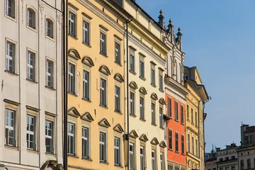 Rolgordijnen Facade of historic buildings in the old town of Krakow, Poland © Photofex