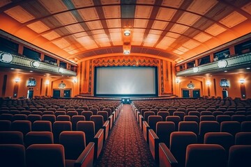 Fototapeta premium Cinema interior with big screen