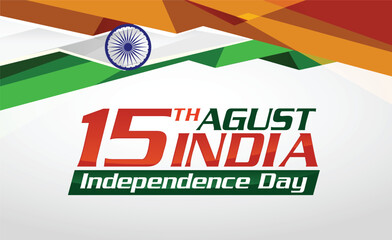 vector festive illustration of independence day text India Indian sign logo symbol Mumbai white celebration lines flag modern August 15 vector design 26 elements paint national holiday graphic icons 