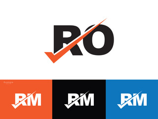 Modern Checkmark ro Logo, Creative ro Logo Letter Design - obrazy, fototapety, plakaty