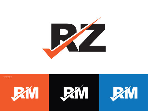 Modern Checkmark rz Logo, Creative rz Logo Letter Design