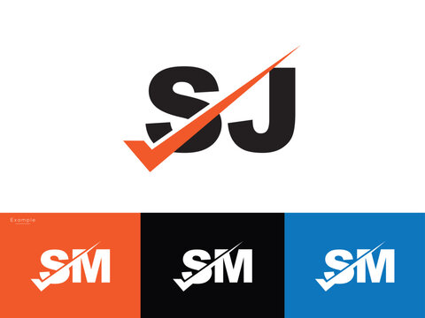 Typography Checkmark sj js Initial Business Logo