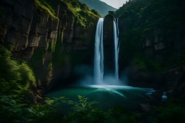 waterfall in the forest Generated Ai