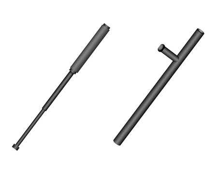 Tofa Stick Baton Law Enforcement Weapon Equipment Collection Set Symbol Cartoon illustration Vector