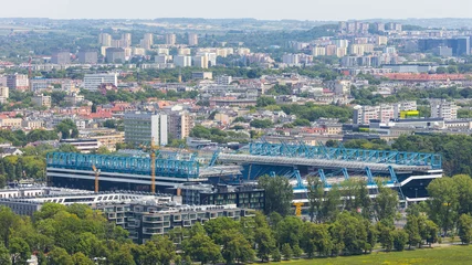 Zelfklevend Fotobehang Stadion Miejski in polish city Krakow seen from Kościuszko lookout © Photofex