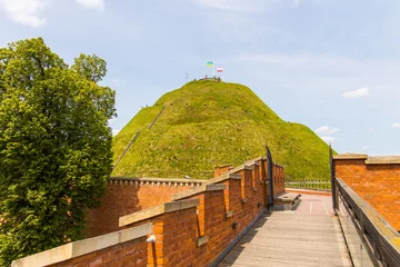 Deurstickers Kościuszko hill and fort is one of many historic lookout hills around Krakow in Poland © Photofex