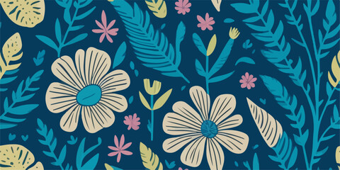 Luxurious Tropical Leaves and Vibrant Spring Blossoms in Patterns