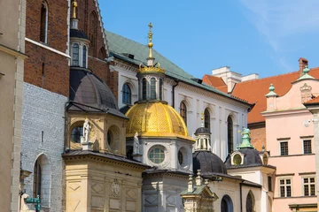 Fotobehang Closeup of facade of the Wawel cathedral in Krakow, Poland © Photofex