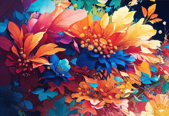 Garden of blooming flowers, colorful