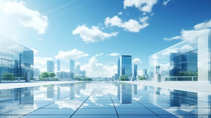 High glass building tower office skyscrapers in city view