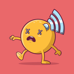 Emoji character with the Wifi Symbol on his head vector illustration. Communication, connection design concept.