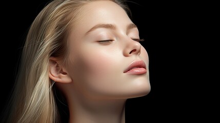 Fototapeta premium natural beauty concept young woman profile face closeup studio shot with generative ai