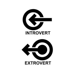 introvert icon and extrovert icon isolated on white background