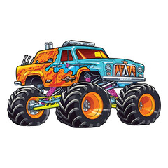 Colorful Monster Truck 2D Illustration