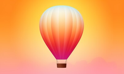 Fototapeta premium a hot air balloon flying in the sky with a pink and orange background. generative ai