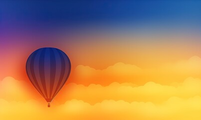 Fototapeta premium a hot air balloon flying through a cloudy blue and yellow sky. generative ai