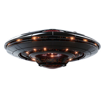 ufo alien isolated on transparent background ,futuristic ufo spaceship png ,generative ai