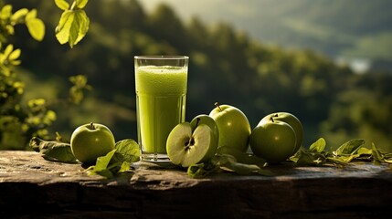 Fresh green apple juice AI generated image