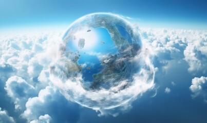  a picture of the earth in the sky above the clouds.  generative ai