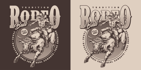 Traditional rodeo monochrome vintage poster