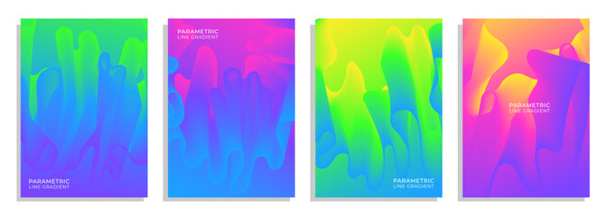 abstract colorful line art cover background set