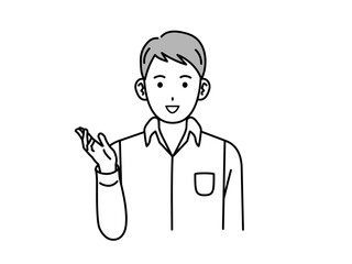 話す、説明する若い男性のイラスト