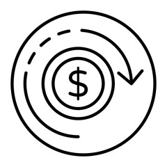 Recover Money Thin Line Icon