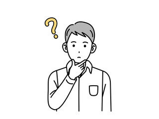 考える若い男性のイラスト