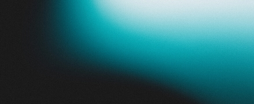 White teal blue black blurred abstract gradient on dark grainy background glowing light header poster banner backdrop