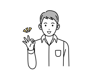 OKサインをする若い男性のイラスト