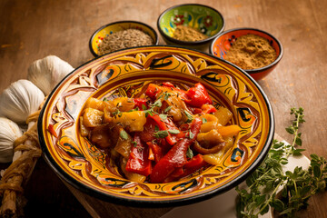 roasted pepper with spices and garlic