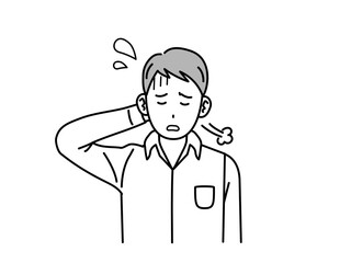 辛い表情をした若い男性のイラスト